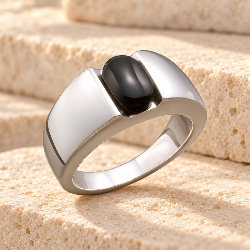 Men's 14k White Gold Simply Sable Ashes Ring