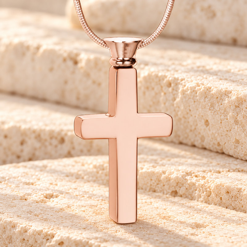 Forever Collection Rose Gold Remembrance Cross Locket Necklace