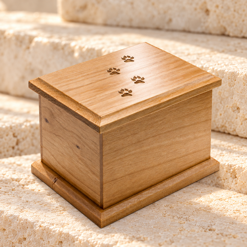 Small Alder Cremation Urn w/ Pawprints