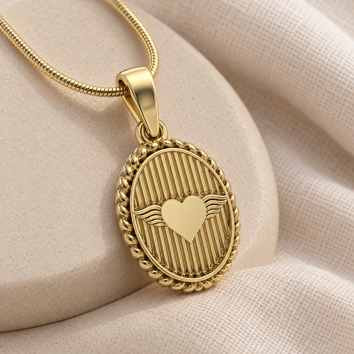 Gold Plated At Heart Oval Forever Sealed Memorial Jewelry — alternate view — evr20009gfs