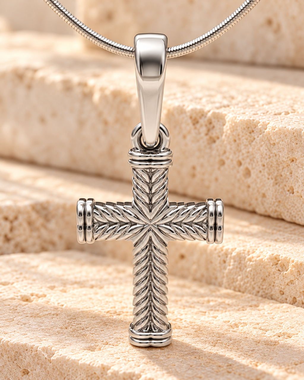 14K White Gold Cable Cross Forever Sealed Memorial Jewelry — main — evr20026wgfs