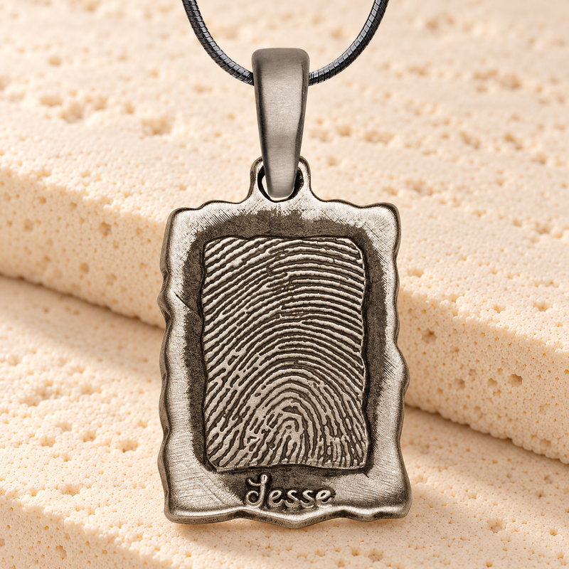 Antique Sterling Silver Wavy Rectangle