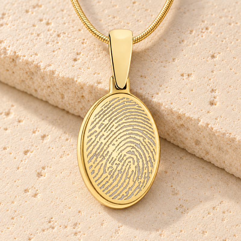 Gold Plated Oval Fingerprint Necklace